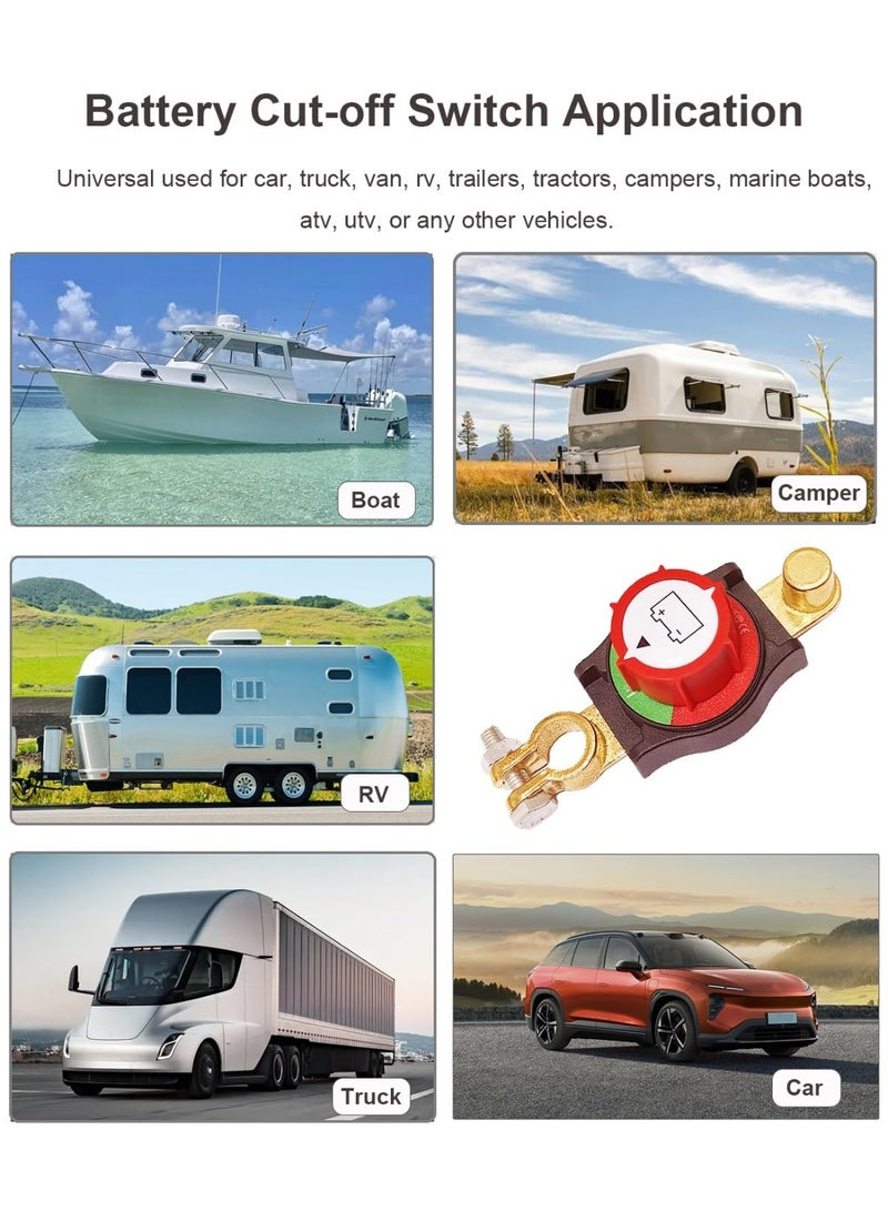 Negative Battery Quick Disconnect, 12V-48V Heavy Duty Top Post Terminal Switch 300A High Current On-Off Kill Switch Power Cut Master Isolator for Car Vehicle RV ATV Boat Marine Trailer - Image 5